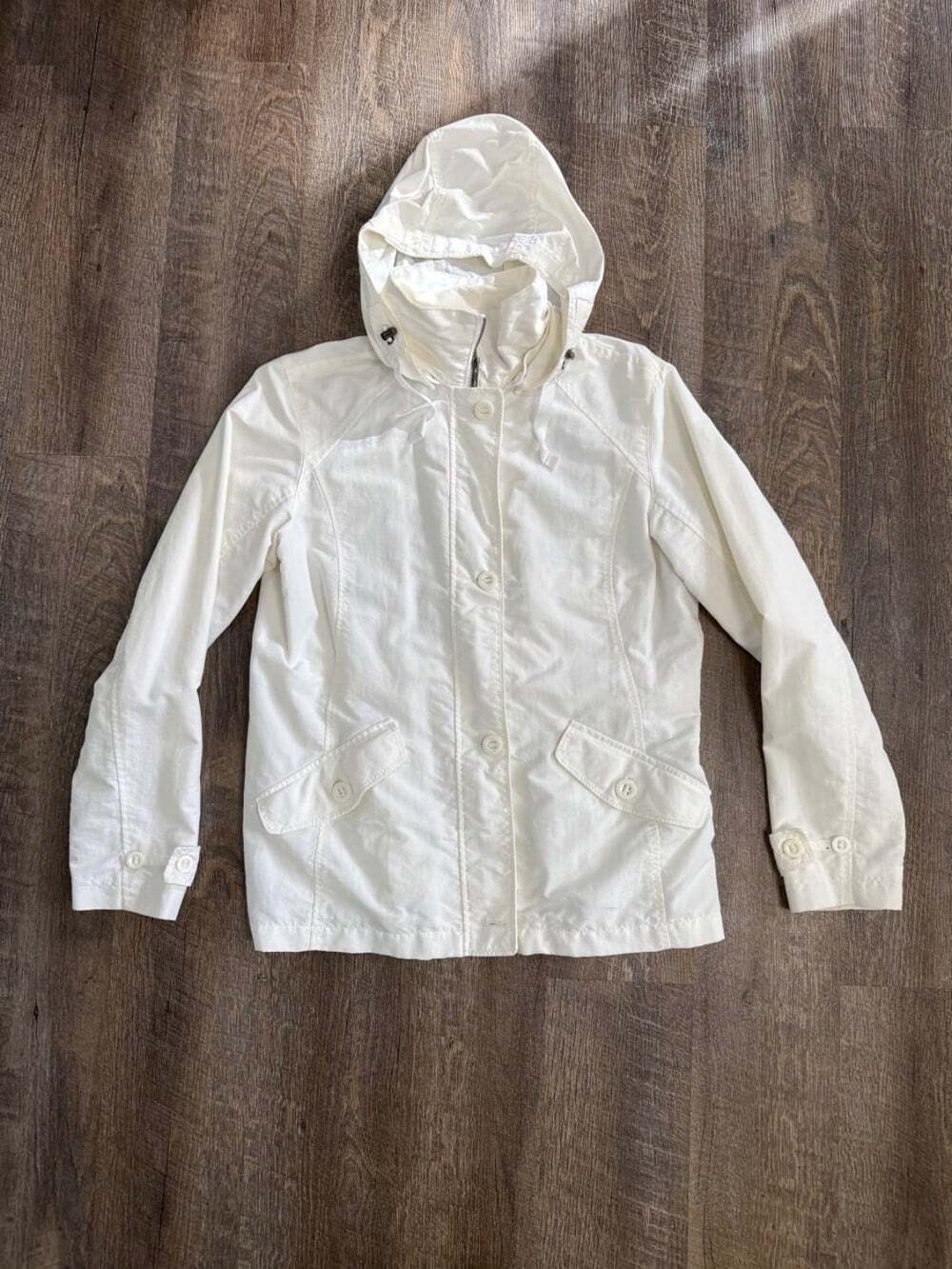 Womens Lands End Jacket Removable Hood, Zipper and Buttons Size S